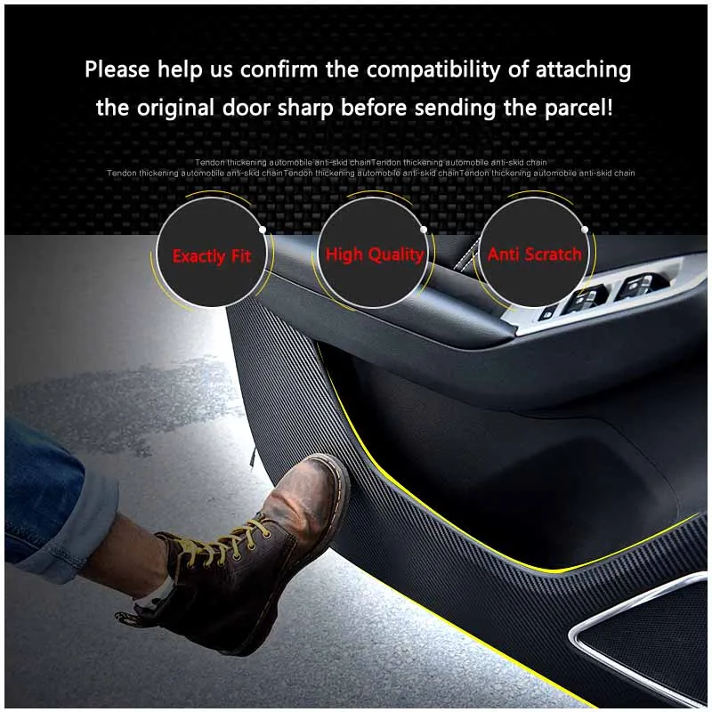 

4pcs New Interior Carbon Fiber Doors Side Edge Anti-kick Protection Pad Sticker For Ford Edge 2011-2012