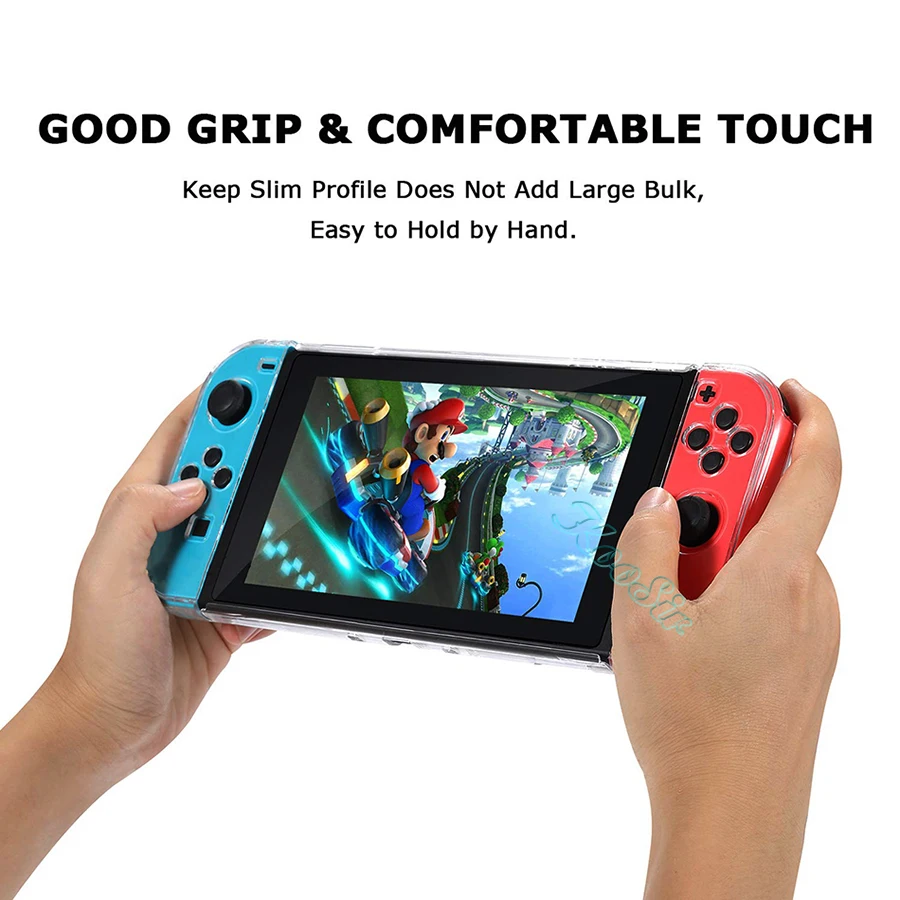 Прозрачный чехол для ПК+ Защитная пленка для экрана+ 4 крышки Joycon для kingdoswitch