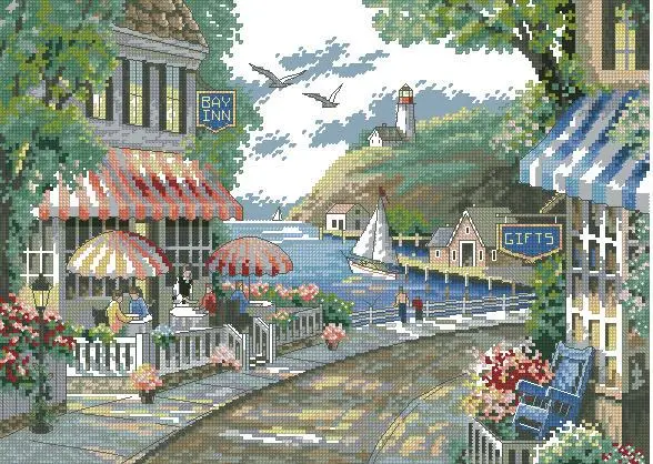 Высшее качество милый комплект для вышивки крестиком Cafe By The Sea Walkside Приморское