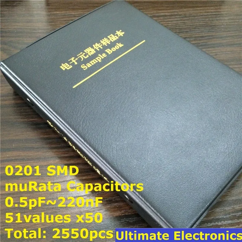 0201 Япония muRata GRM033 Серия SMD конденсатор с алюминиевой крышкой, книга с образцами набор сортированных 51valuesx50pcs = 2550 шт(0.5pF для 220nF