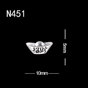 10pcs N451 10 шт./лот, 3D дизайн ногтей, год, удача, собака, удача, кошка, золотой слиток, сплав, кристалл, стиль, стразы, драгоценные камни, металл - Цвет: 10pcs N451