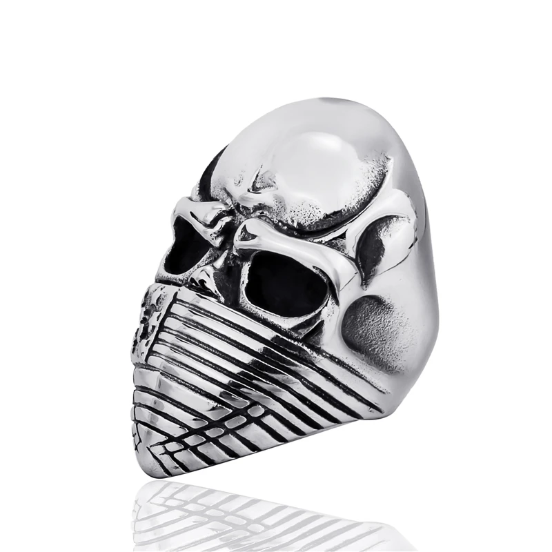 Мужское байкерское кольцо в американском стиле с черепом из нержавеющей стали