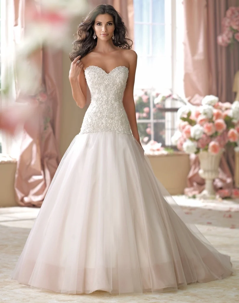 Свадебное платье 2017 Vintange Длинные линии Новый Vestidos De Novia Милая шеи с плеча кружева