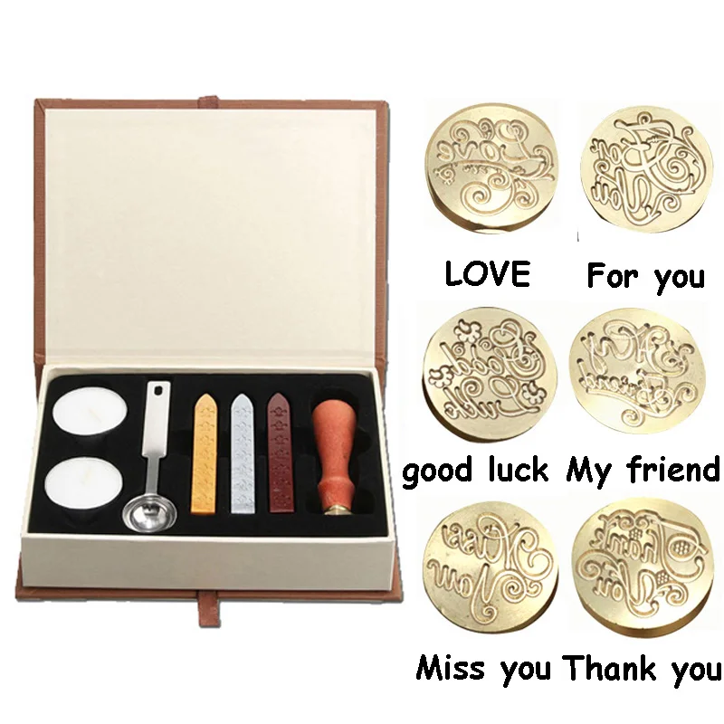 1set Include 6 stamp 6 поздравительных узоров ретро уплотнения воска Набор DIY бумажный конверт украшения нежный Cuprum штампы деревянной ручкой для свадебных приглашений - Цвет: 1set Include 6 stamp