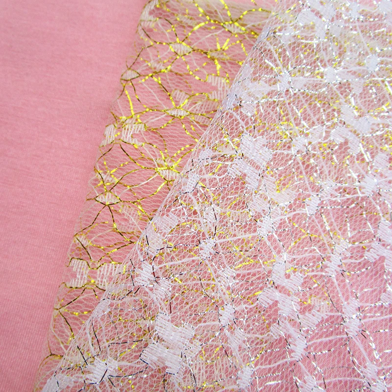 Золотистая сетчатая ткань серебряное свадебное украшение для шитья Тюлевая