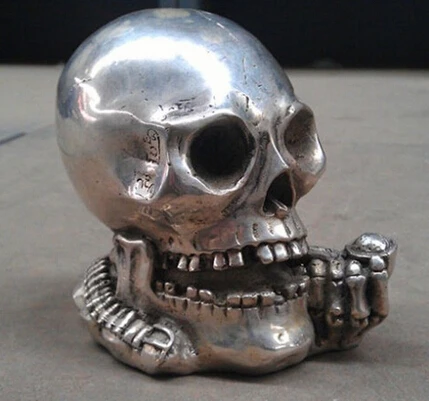 

Медные, латунные, китайские ремесла, азиатские, составные, китайские, тибетские сборные, белые, медные, Череп, каркасная статуя, высота: 13 см