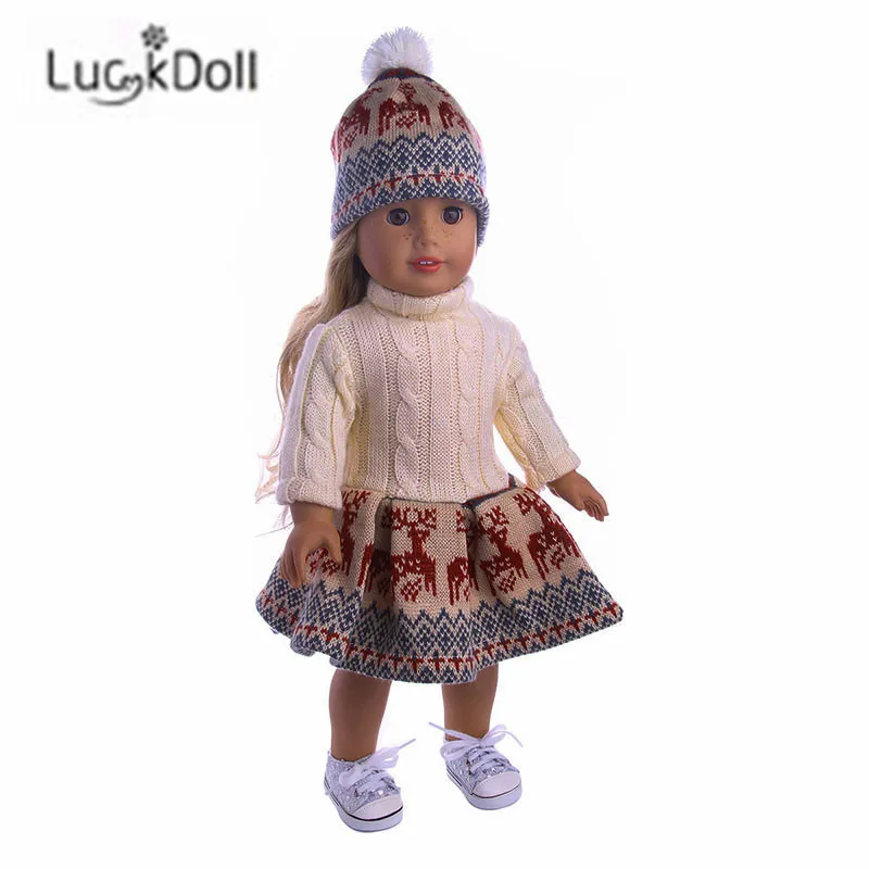 LUCKDOLL высококачественное платье свитер подходит для 18 дюймовых американских