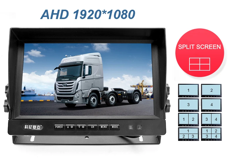 GreenYi 9 дюймов 1920*1080 Запись DVR 4 камера заднего вида для грузовика ночного видения с автомобилем заднего вида монитор Поддержка 128G SD карта