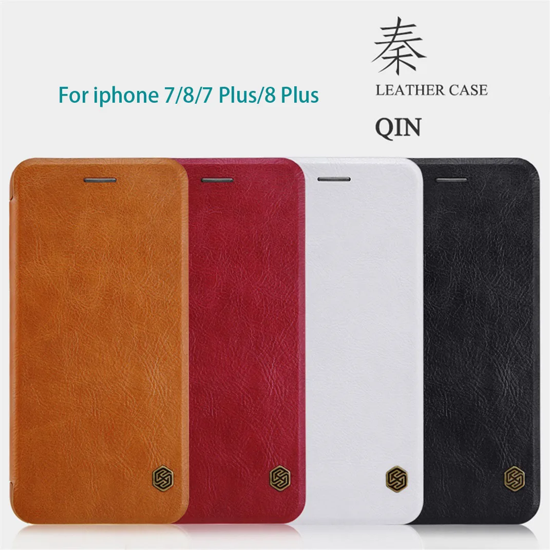 Чехол-книжка для iphone 7 8, чехол для iphone 7+ 8+ PLUS Nillkin Qin, винтажный кожаный чехол с карманом для карт, флип-чехол для iphone 8 для телефона