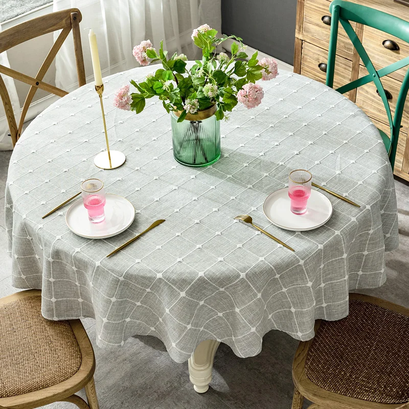 Plaid Cotton Linen Round Hotel Dining Tablecloth Wedding Restaurant Banquet Decoration Kitchen Cafe Bar Cover Cloth Thick Soft | Дом и сад