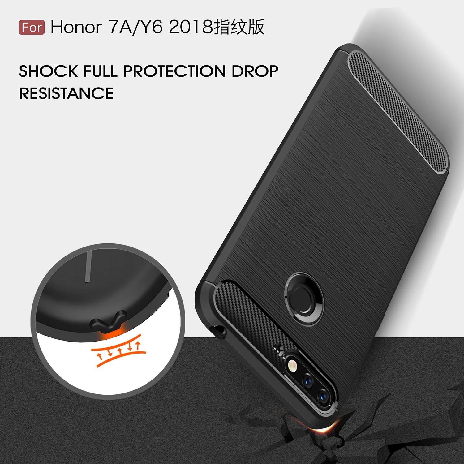 Case Huawei Honor 7A Pro Cover Cases Fundas Soft TPU Brush Rugged Armor for Y6 2018 / Enjoy 8e |