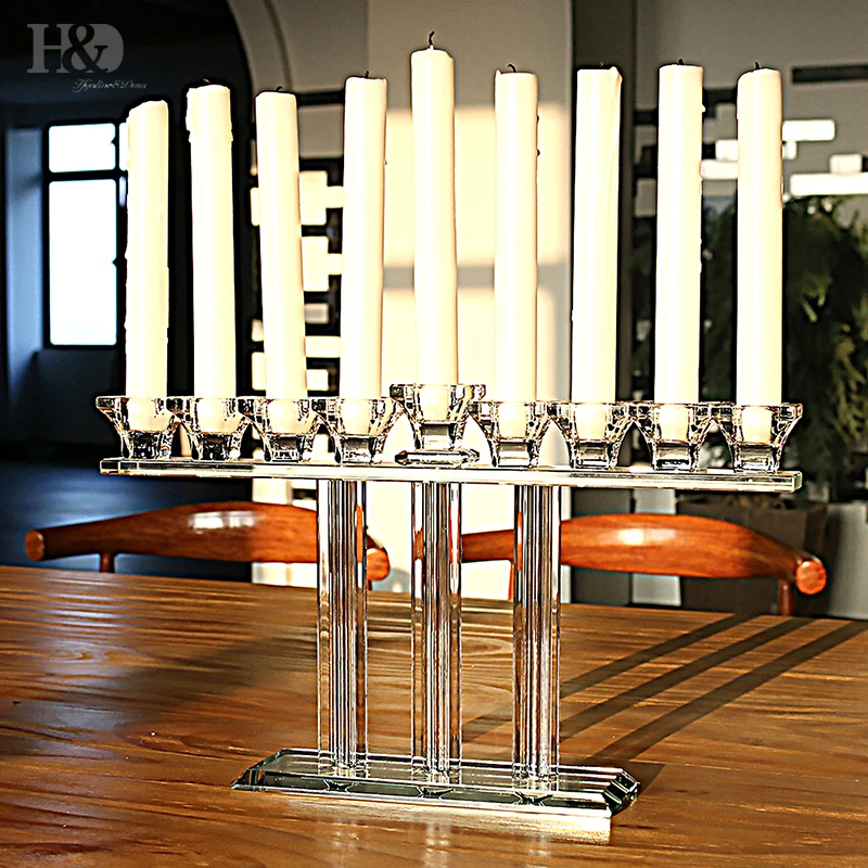 H & D Crystal Hanukkah Menorah/9 Light Candeabra хрустальные подсвечники для дома Свадебные