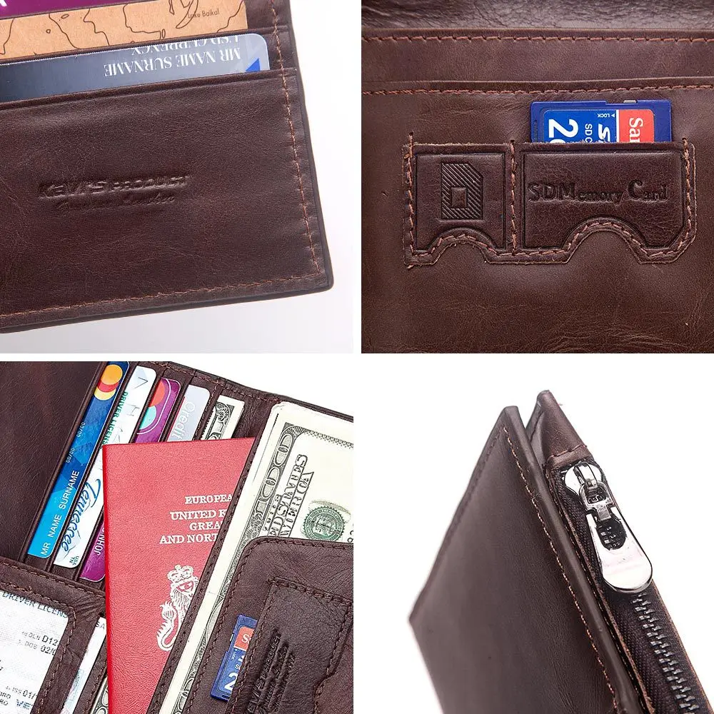 Мужской кожаный бумажник чехол для паспорта ID SD держатель кредитных карт RFID