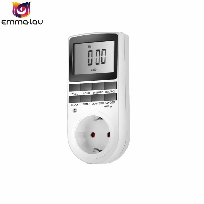 Портативный разъем Plug-in цифровой таймер 16A 230 V большой ЖК-дисплей 24 h 7day неделя ЕС вилка таймер переключатель для приборы для умного дома