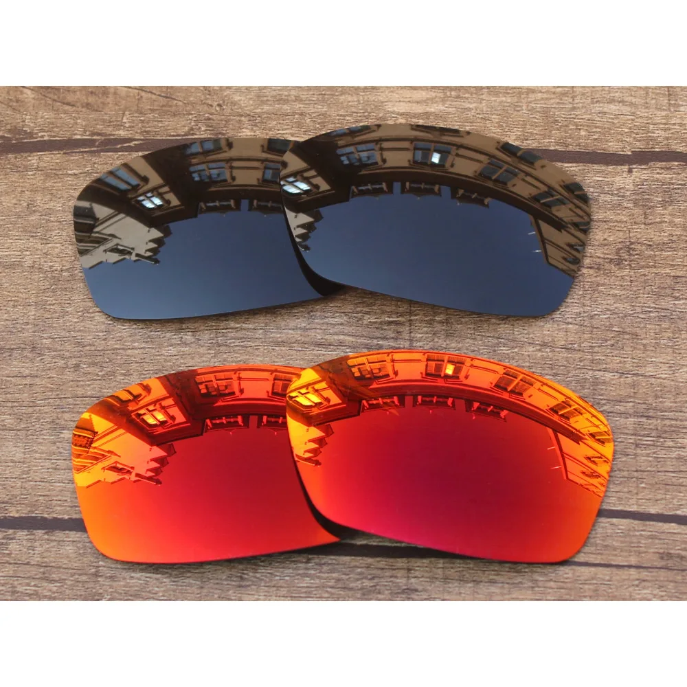 

Vonxyz 2 Pairs Stealth Black & Ruby Mirror Polycarbonate Replacement Lenses for-Oakley Hijinx Frame