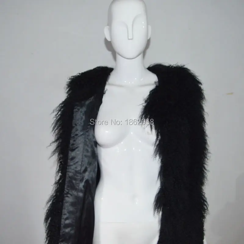 SJ036-01 новый дизайн жилет из монгольской овечьей шерсти длинные волосы женские
