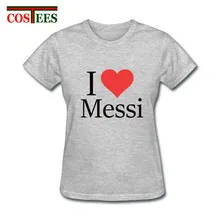 Женская футболка с надписью I LOVE MESSI летняя мода 2017 года футболки