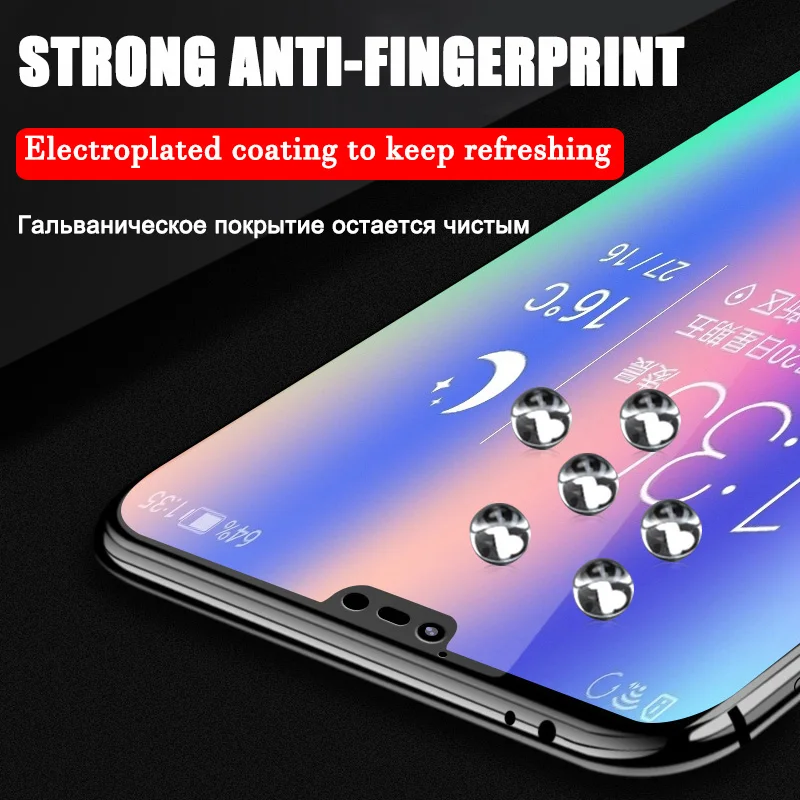 9D Full Cover Tempered Glass Film On The For Huawei Honor 8 9 10 Lite 8X Max Screen Protector Y6 Y7 Y9 2019 Protective | Мобильные