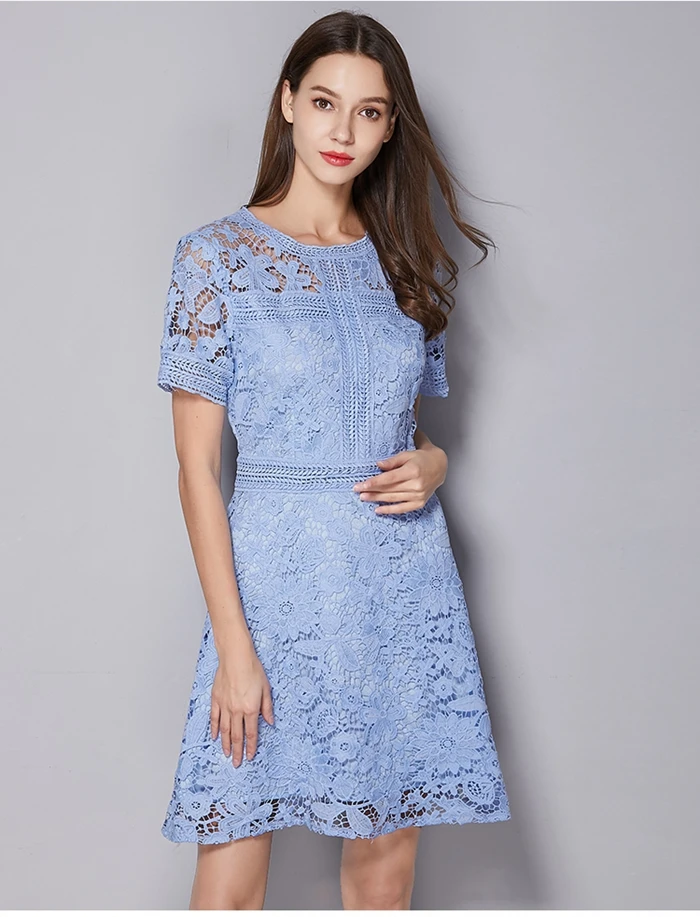 TAOYIZHUAI, уличный стиль, милое, элегантное, выше колена, ТРАПЕЦИЕВИДНОЕ, с коротким рукавом размера плюс, офисные, вечерние, кружевное платье для женщин 11704