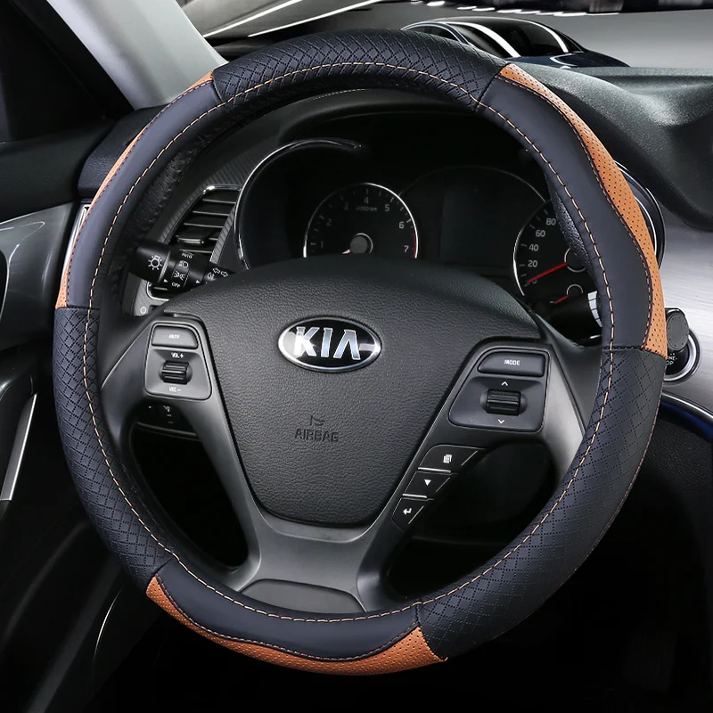 Верхний слой кожаный руль чехлы для Kia Soul Forte Cerato Cadenza K7 cee 'd Optima Magentis K5 Picanto Morning Ray Rio5