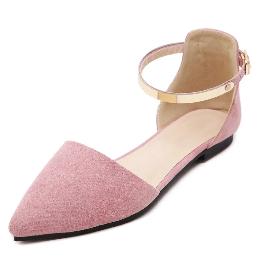

34-42 Solid Platform Female Sandals Buckle Strap Hollow Non-slip Pointed Toe Office & Career Flock Women Shoes Plus Size