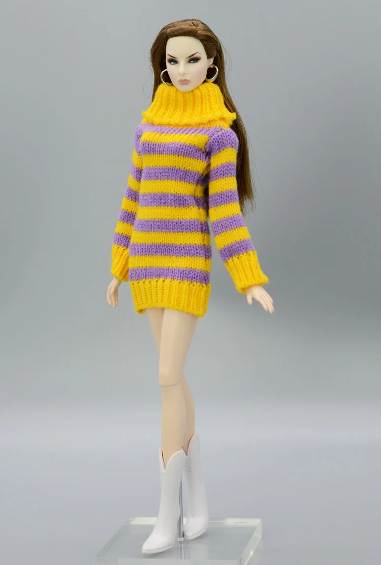 only doll clothes K Костюм для Барби, кукла pullip, аксессуары, принцесса, повседневный костюм, топ, пальто для куклы Барби, одежда, свитер, белый, черный, желтый 1/6 - Цвет: only doll clothes K