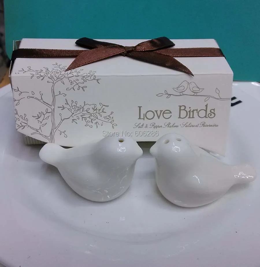 100sets/lot wedding souvenirs ceramic spice jar love birds salt and pepper shaker party return gifts | Дом и сад