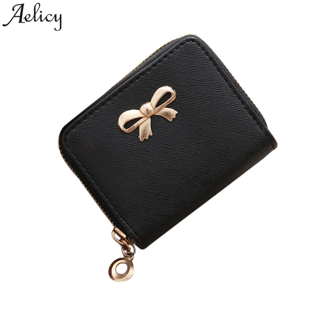 Aelicy сумки женский кожаный кошелек для девушек короткий на молнии с бантом