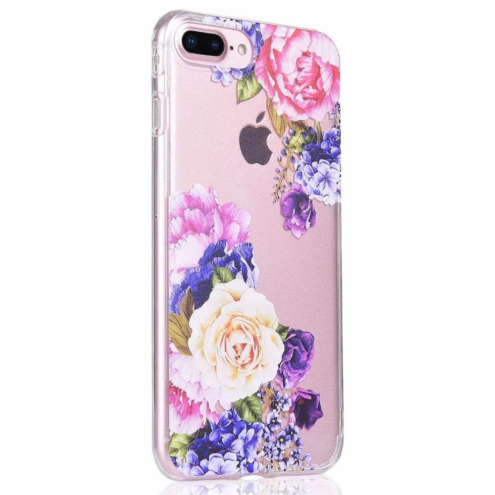 Topwebor с розами мешки Силиконовые 8 плюс крышка для iPhone 7 Plus Чехлы цветочным