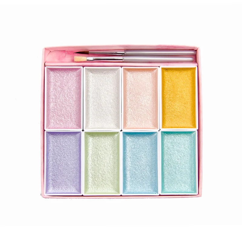 

8 color watercolor painting set solid pigment, pearl color,Solid watercolor