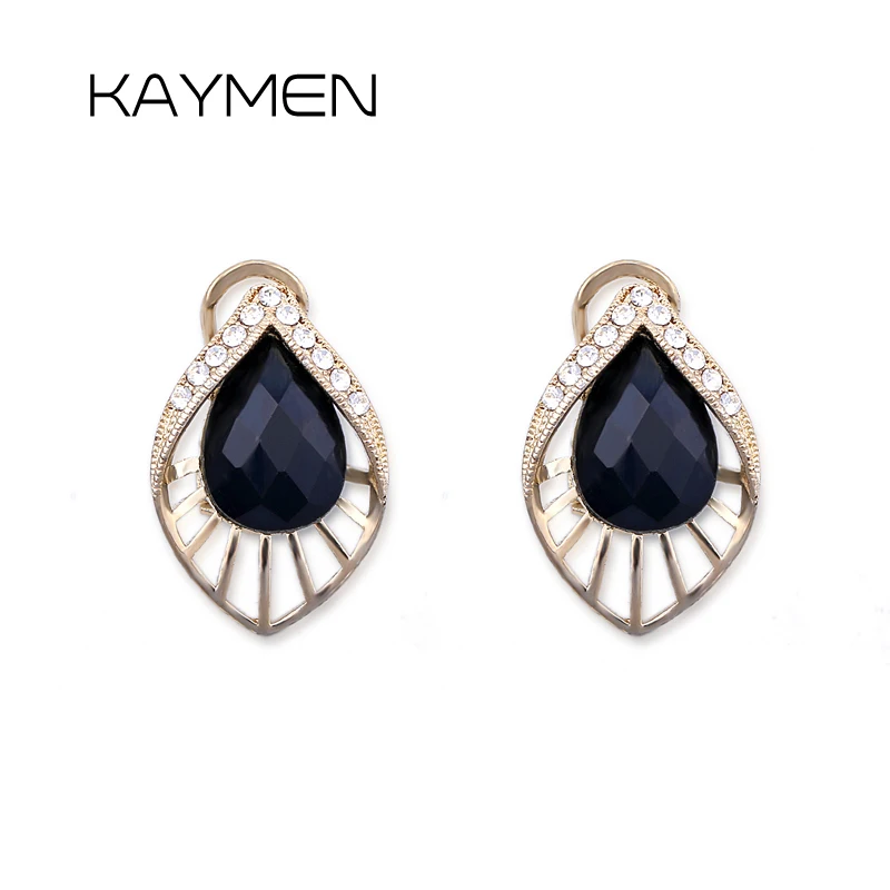 

Hot Selling Fashion Leaf Shape Rhinesotne Glass Stone Stud Earrings for Girls Golden Plated Cheap Earrings Dropshipping 4131