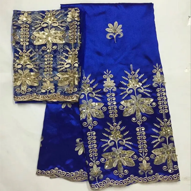 Новая африканская Джордж ткани с блузка индийский французского кружева вышивка шелковой Джордж кружевной костюм для свадебное платье шелк Material-L5 - Цвет: 4