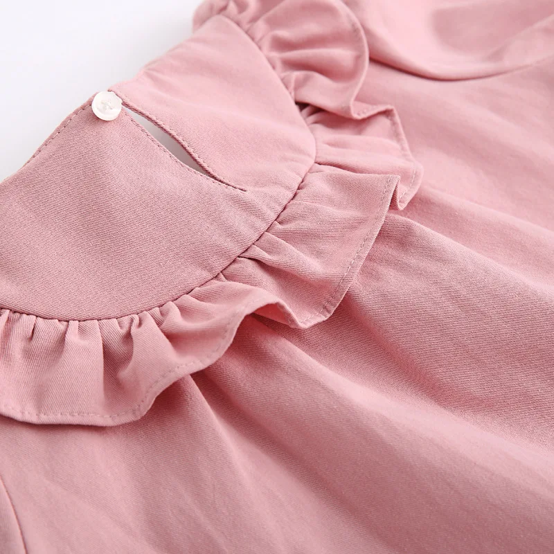 Новинка 2019 детские блузки с оборками рубашка для маленьких девочек топы длинным
