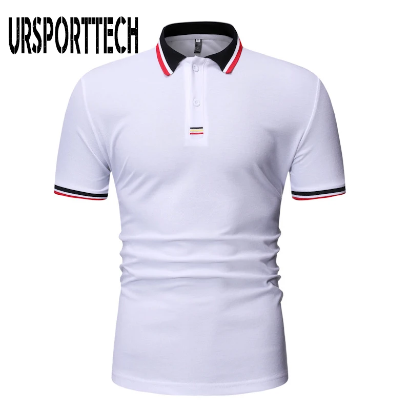 Новинка повседневная Летняя мужская рубашка поло высокое качество одноцветная с