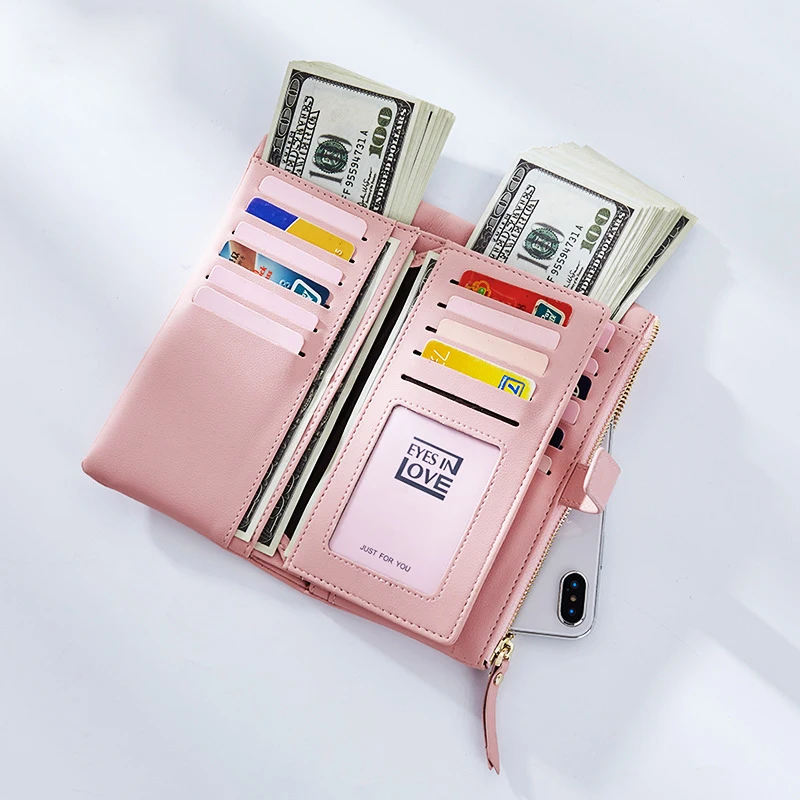 Высококачественный Женский Длинный кошелек вместительный на молнии для