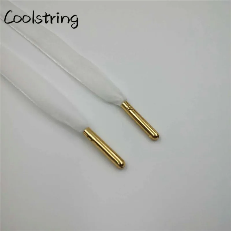 1610-2 White Gold ti Coolstring Новые плоские односторонние вельветовые шнурки фантастические нейлоновые шнурки для обуви с металлическими наконечниками кроссовки спортивные шнурки - Цвет: 1610-2 White Gold ti