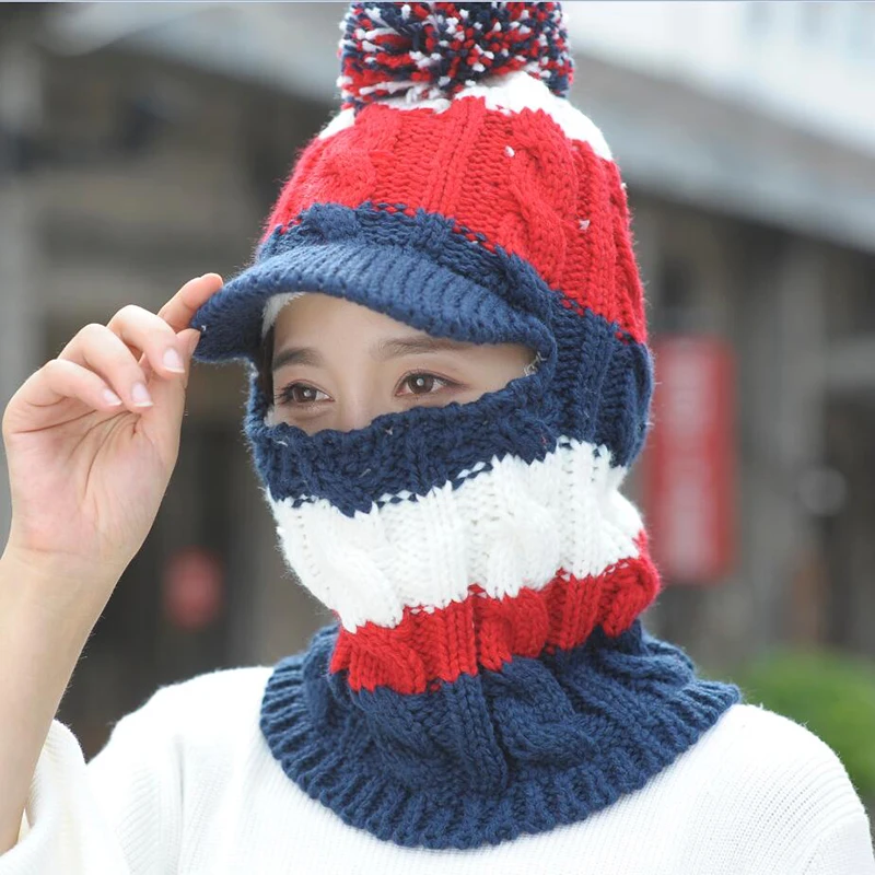 Новинка 2017 Балаклава зимняя женская шерстяная вязаная маска ниндзя теплая