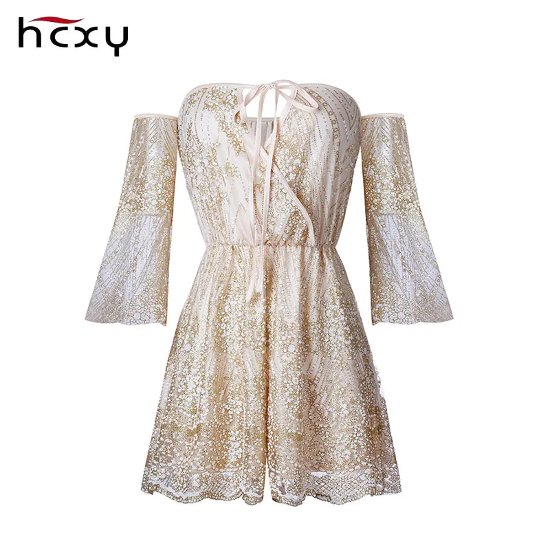 Women Multi-wear V-neck Strapless Sexy Bandage Jumpsuits 2018 Rompers Shiny Lace Printing Beach Summer Palysuits | Женская одежда