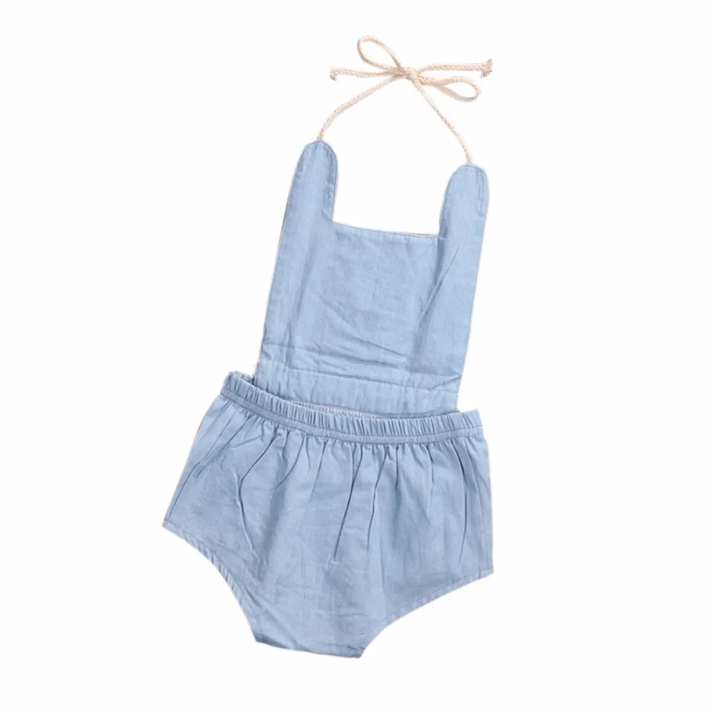 0-3Y Newborn Baby Rompers Lace Denim Tassal Petti Jumpsuits Summer One Piece Sunsuit | Мать и ребенок