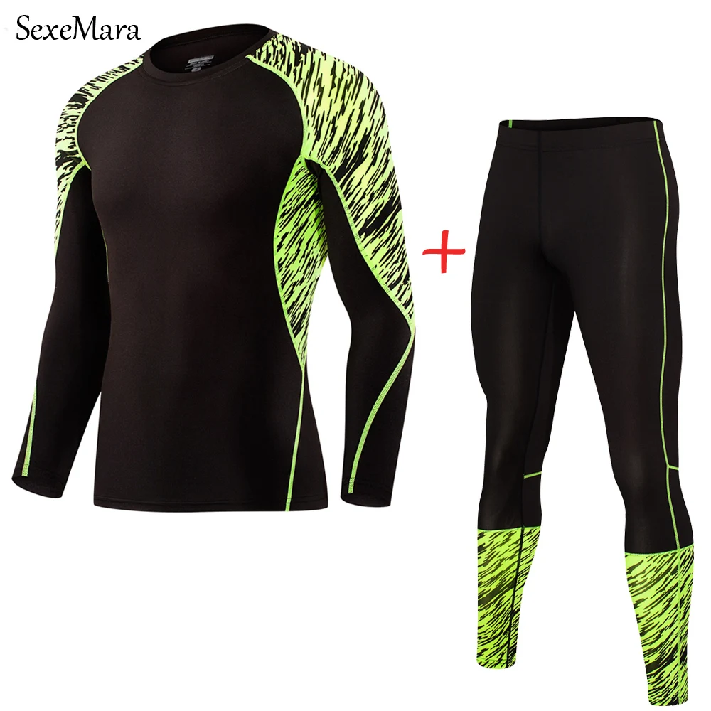 Новинка футболка для фитнеса Мужская компрессионная рубашка комплекты