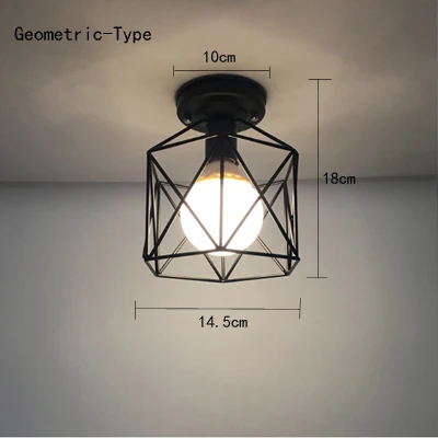 Geometric Style Винтажный черный железный потолочный светильник, современный промышленный подвесной кухонный светильник, потолочный светильник, лофт светильник, приспособление для коридора, балкона - Цвет корпуса: Geometric Style