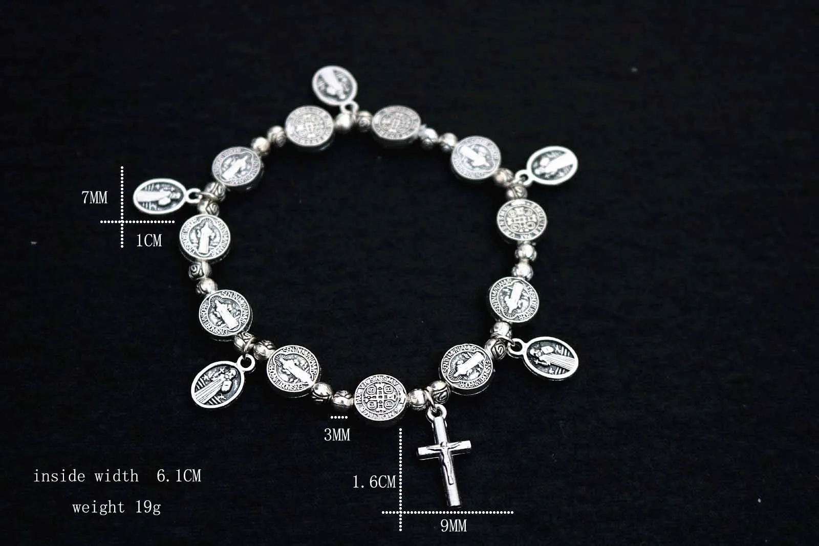 Поп сплав Иисуса + 6 маленький кулон крест Ретро Золотой и Серебряный браслет