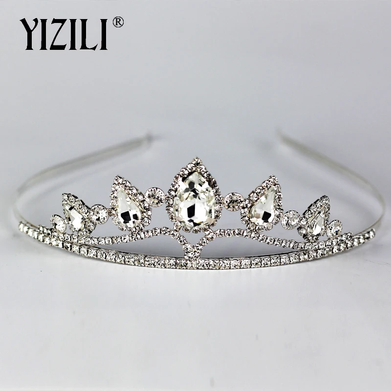 Тиары и короны с кристаллами в стиле принцессы YIZILI диадемы для волос свадебные