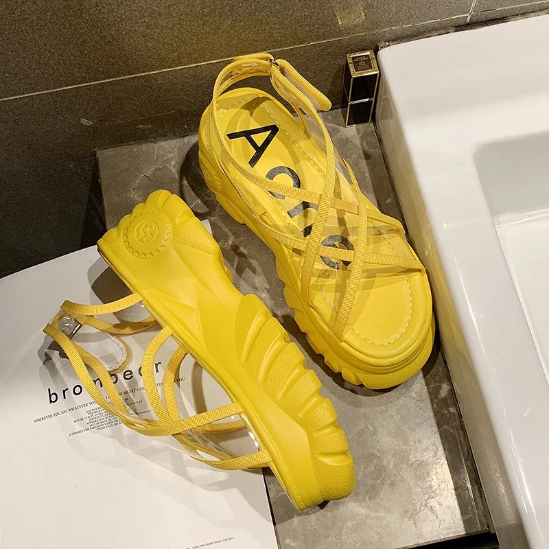 Женские прозрачные кроссовки на платформе повседневная обувь толстом высоком