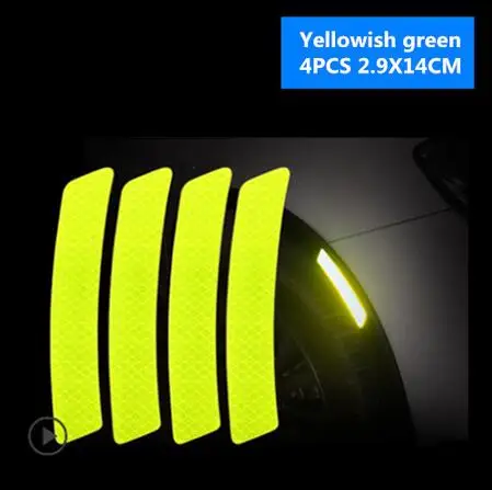 Yellowish green 4pcs 4 шт. автомобиля двери безопасности анти-столкновения предупреждающие светоотражающие наклейки для Skoda Octavia 2 A7 A5 Rapid Superb Mazda 6 Chevrolet Cruze - Цвет: Yellowish green 4pcs