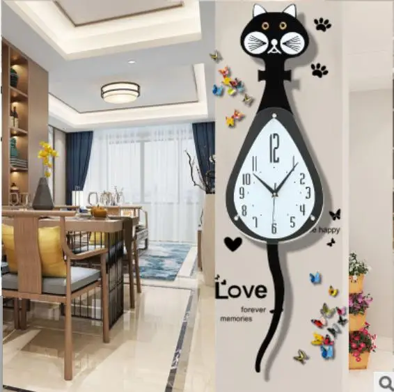 Wag tail cat часы настенные гостиная современный контракт креативный Европейский