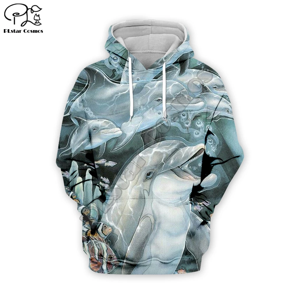 

Dolphin Colorful Hoody Cute Men sweatshirt Loving Dolphin 3D Pullovers Women Casual Hoodie Ocean Elf Hoodies Plus size 7XL DO008