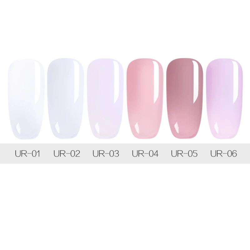 UR SUGAR 8pcs/set 7.5ml Clear Transparent Quick Build Poly Extension Gel Pink Builder UV With 12mm Nail File Form | Красота и