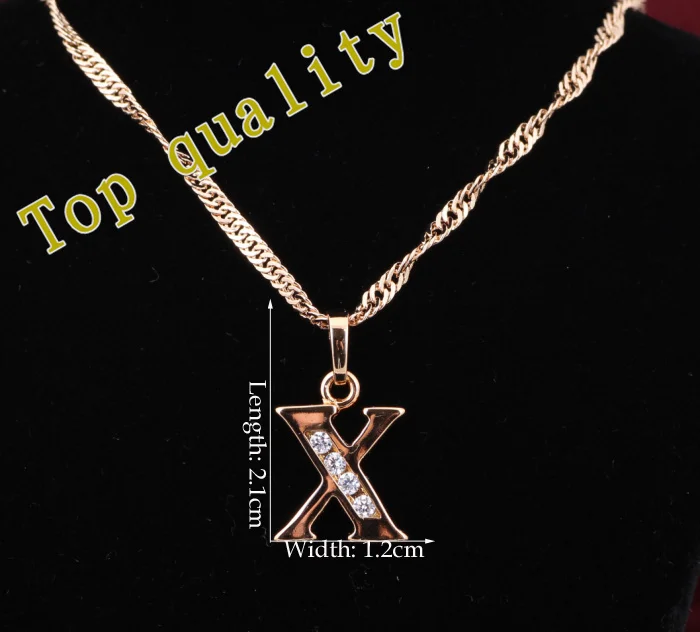 Ayowei Hot buying in Worldwide 26 Letters k Yellow gold tone crystal necklaces &amp pendants fashion jewelry LN156A for women | Украшения и