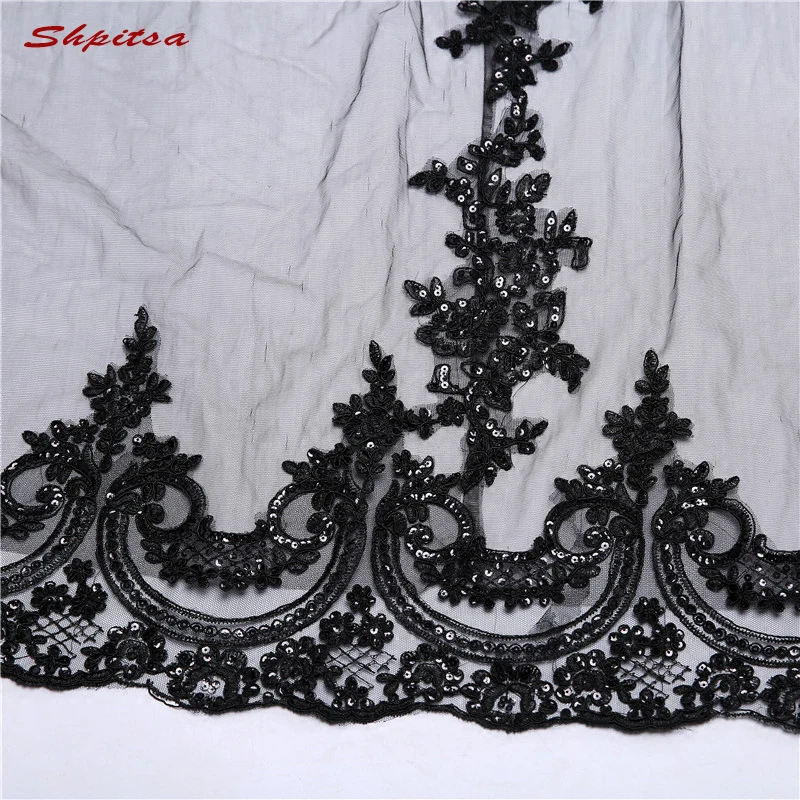Black Lace Long Cathedral Wedding Veil 3 m Vail One Layer Bride Bridal Veils Metry | Свадьбы и торжества